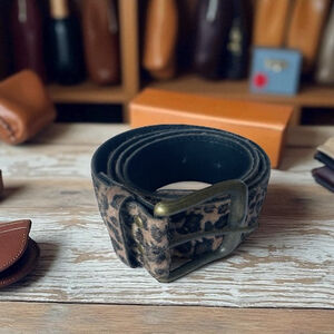 Leopard Print pony hair Belt beige,brown,Black size XL